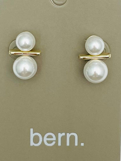 GOLDEN - Double Pearl Stud (gold/pearl) BER614
