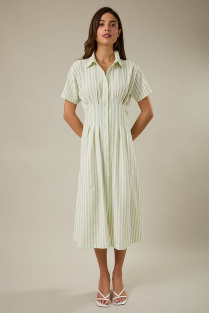 Green Button Down Midi Dress