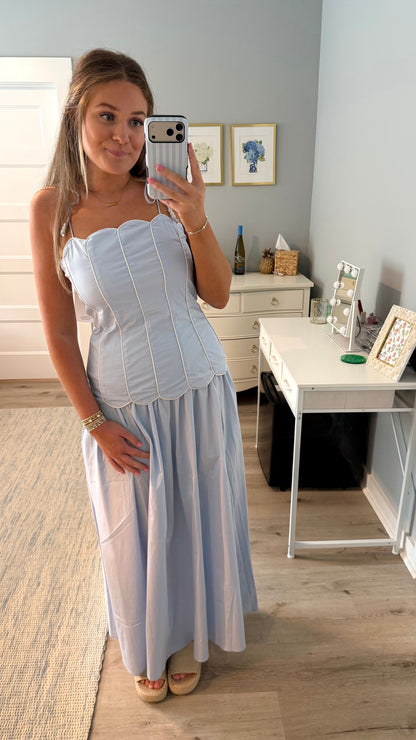 Baby Blue Scalloped Top