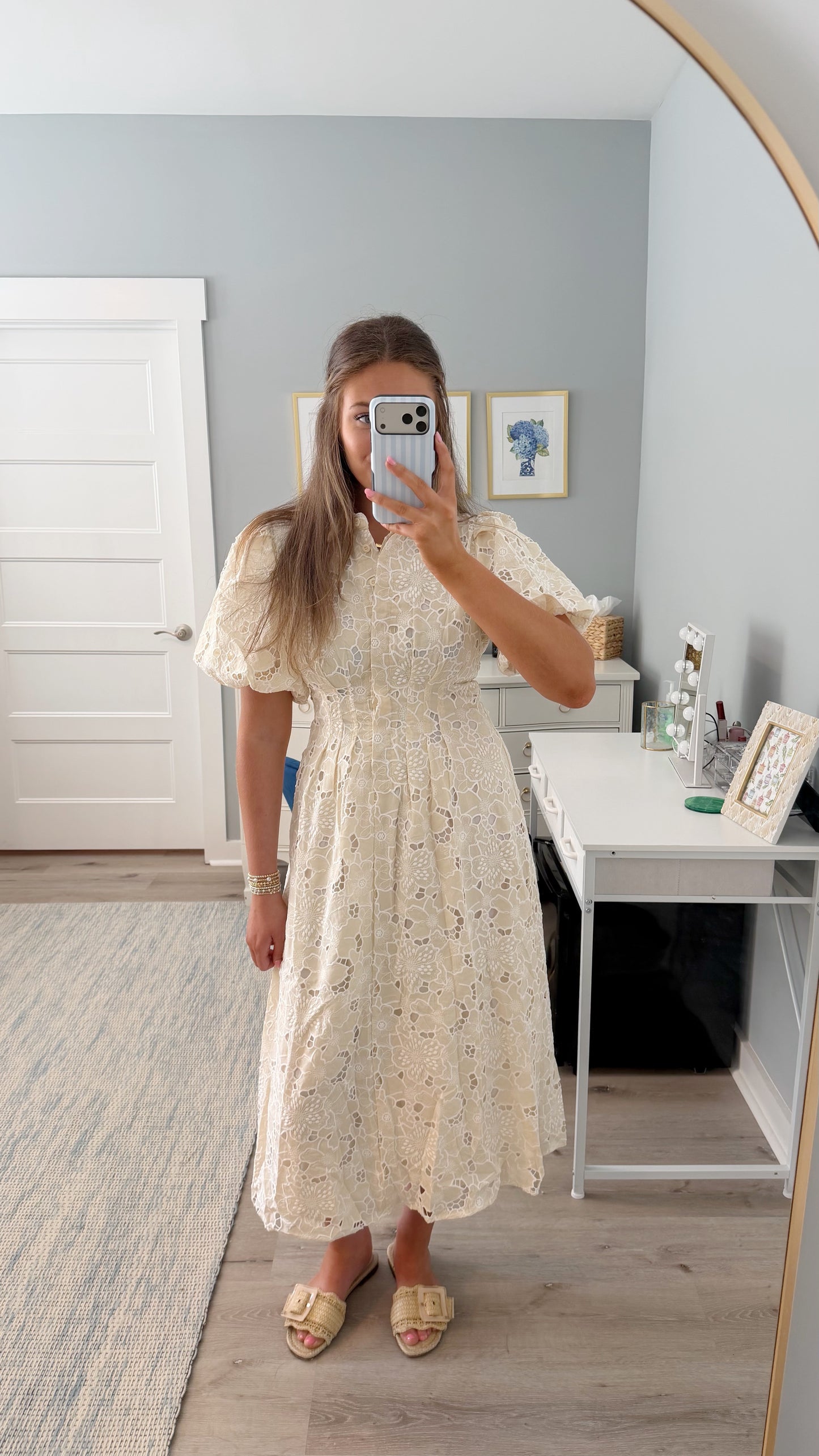 Beige Garden Maxi Dress