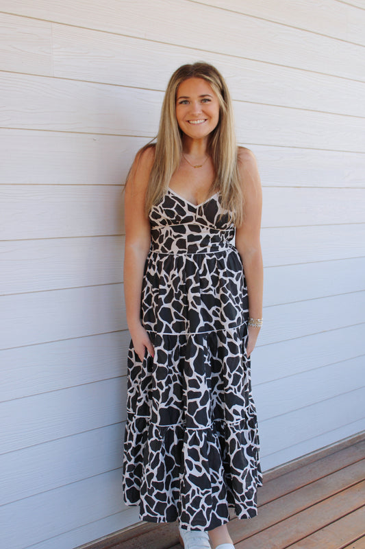 Anna Midi Dress -Ivory Black