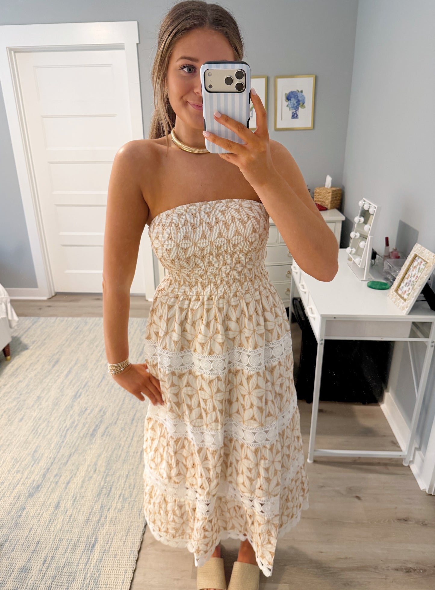 Seaside Smocked Midi Dress