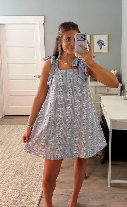 Harbor Stripe Mini Dress - Navy