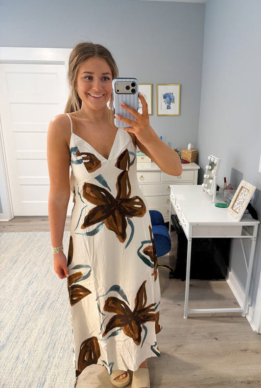 Floral Open Back Maxi Dress