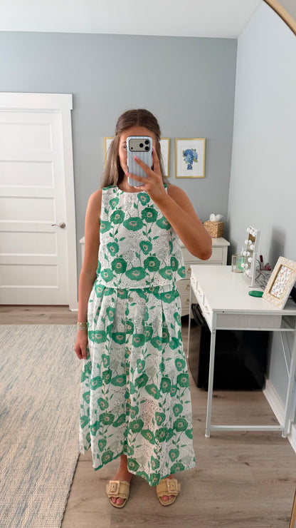 Green Floral Top