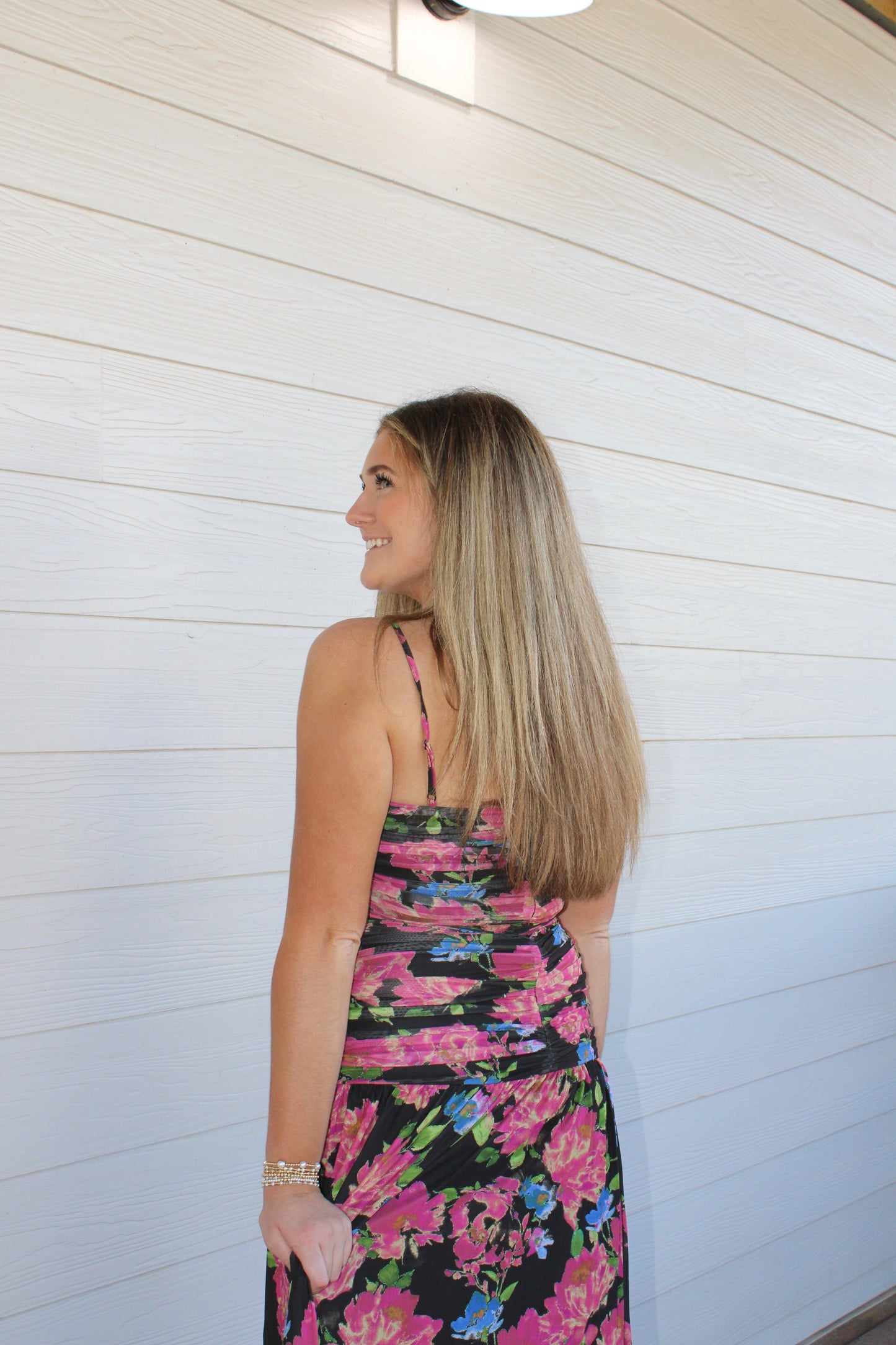 Floral Mesh Maxi Dress