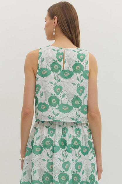 Green Floral Top