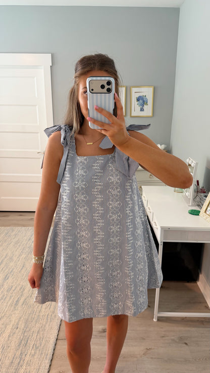 Harbor Stripe Mini Dress - Navy