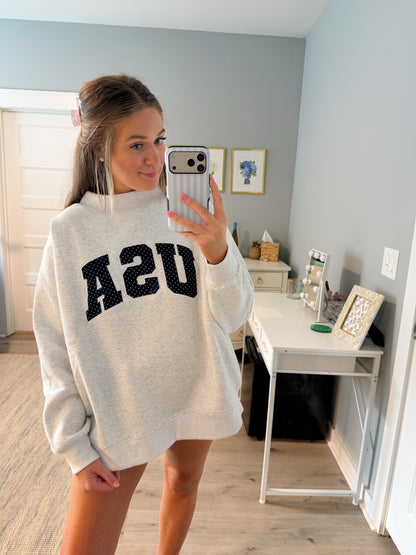 Polka Dot USA Mockneck Sweatshirt