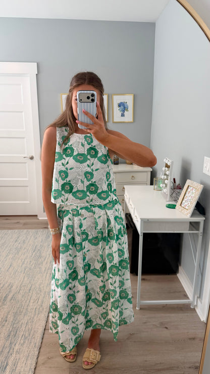 Green Floral Top