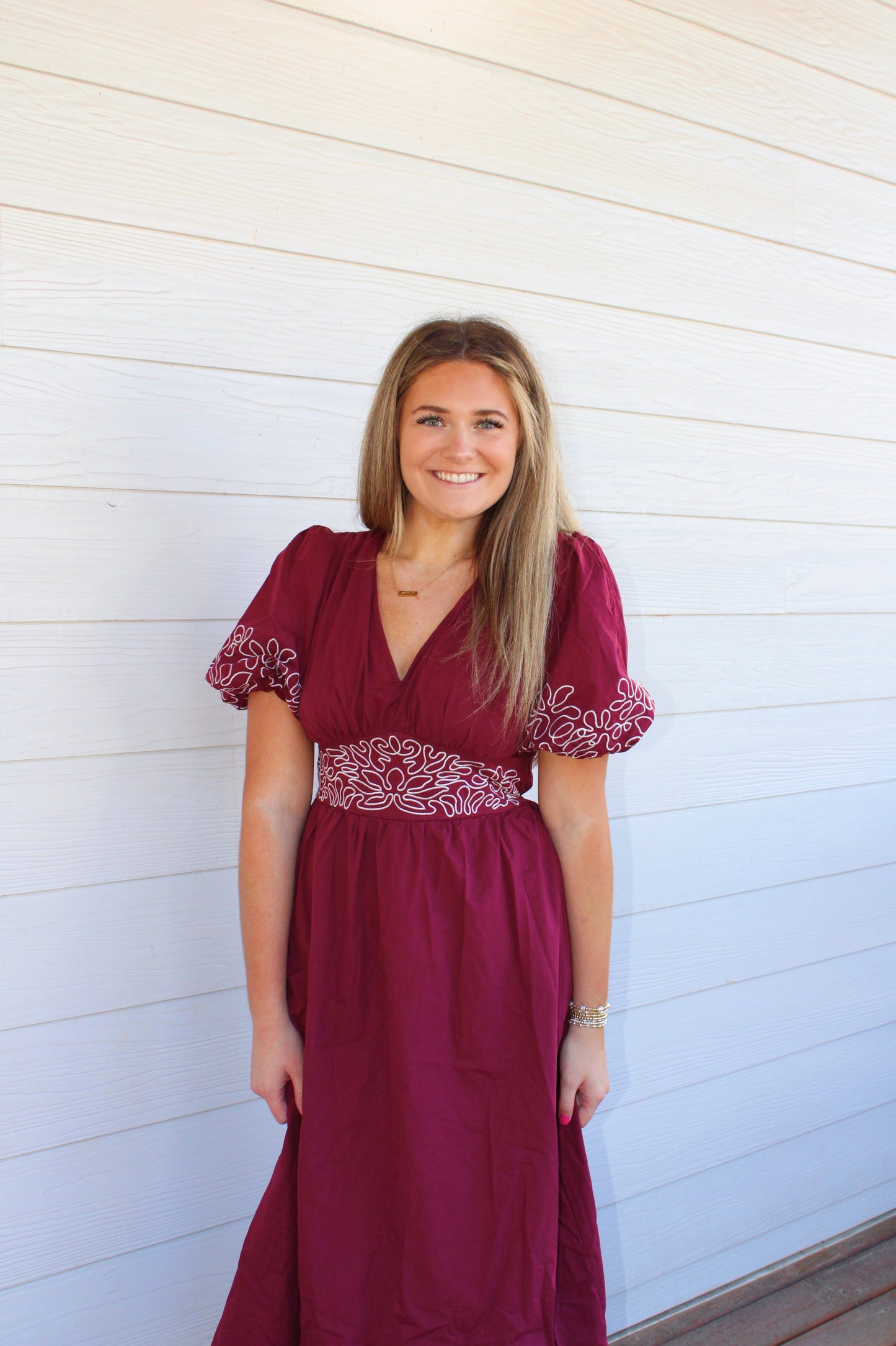 Brooke Midi Dress-Burgundy