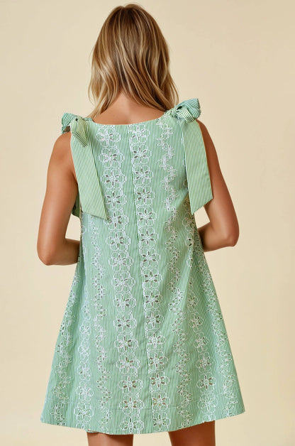Harbor Striped Mini Dress - Green