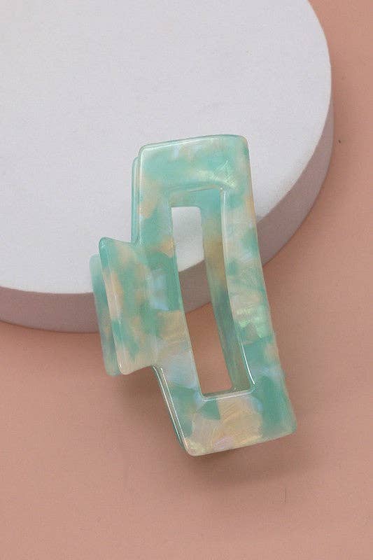 Aqua Rectangle Claw Clip